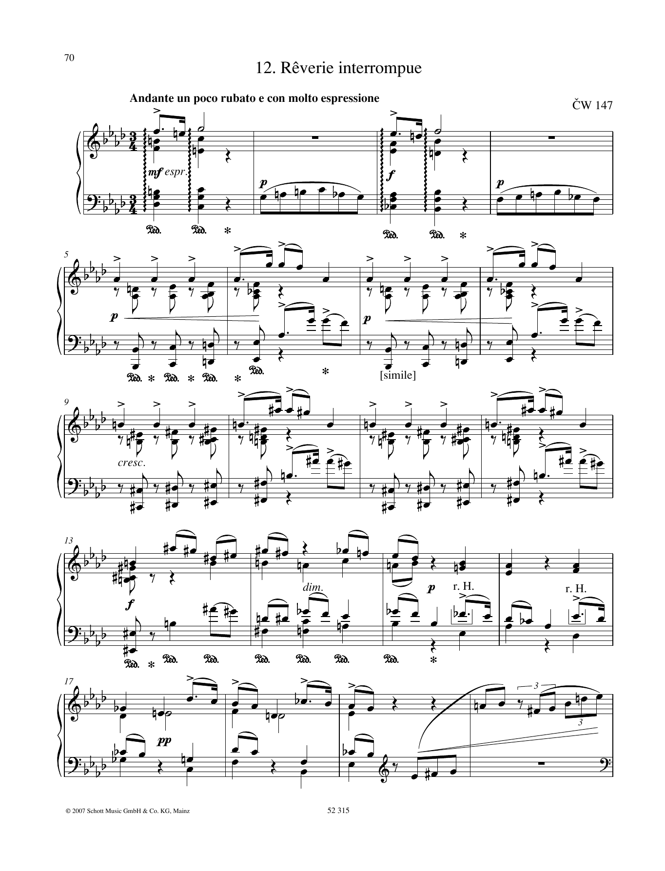 Pyotr Il'yich Tchaikovsky Rêverie interrompue sheet music notes and chords arranged for Piano Solo