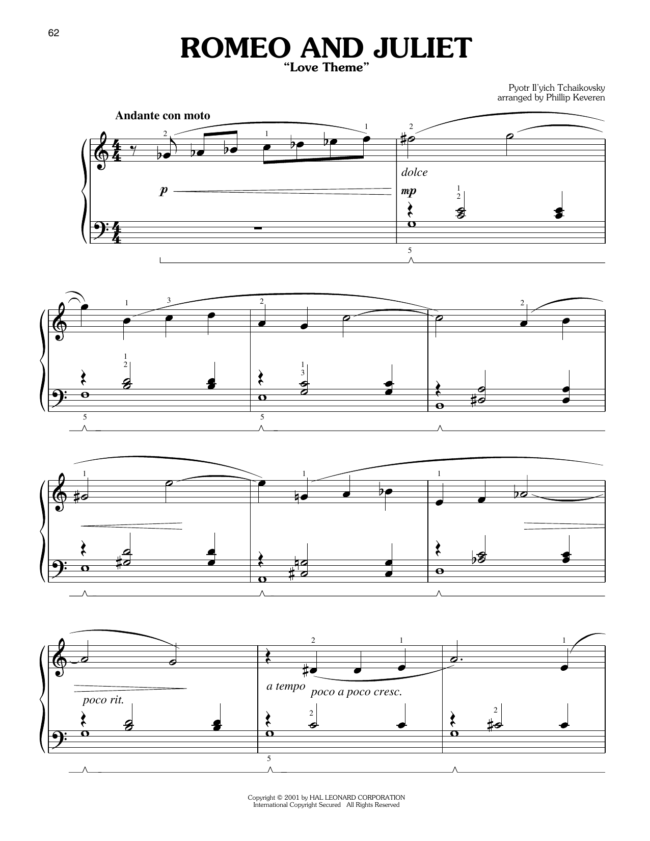 Pyotr Il'yich Tchaikovsky Romeo And Juliet (Love Theme) (arr. Phillip Keveren) sheet music notes and chords arranged for Easy Piano
