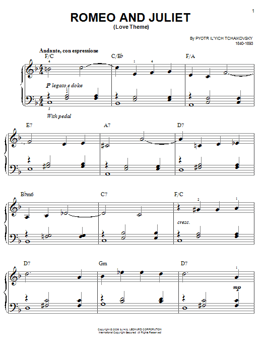 Pyotr Il'yich Tchaikovsky Romeo And Juliet (Love Theme) sheet music notes and chords arranged for Clarinet Solo