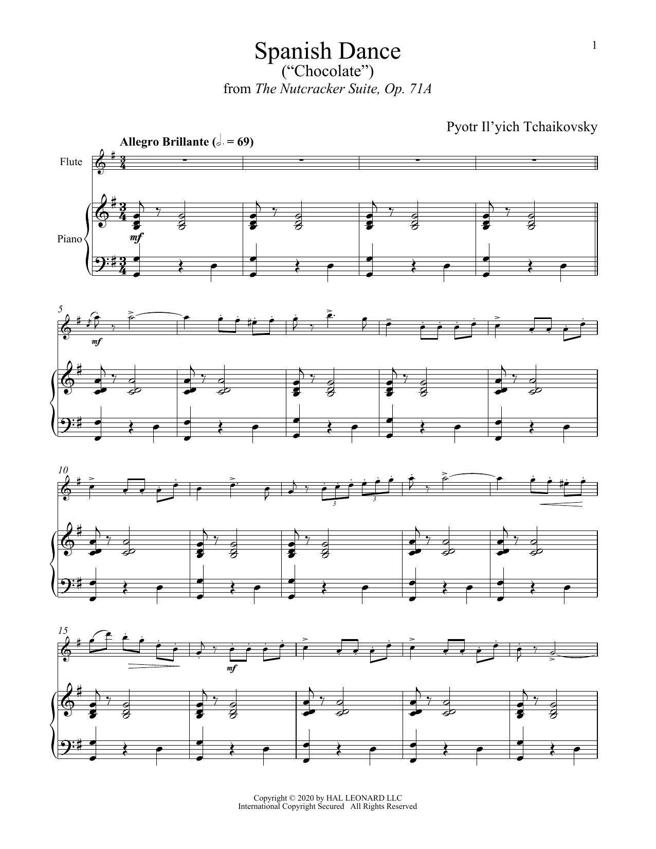 Pyotr Il'yich Tchaikovsky Spanish Dance (from The Nutcracker) sheet music notes and chords arranged for Clarinet and Piano