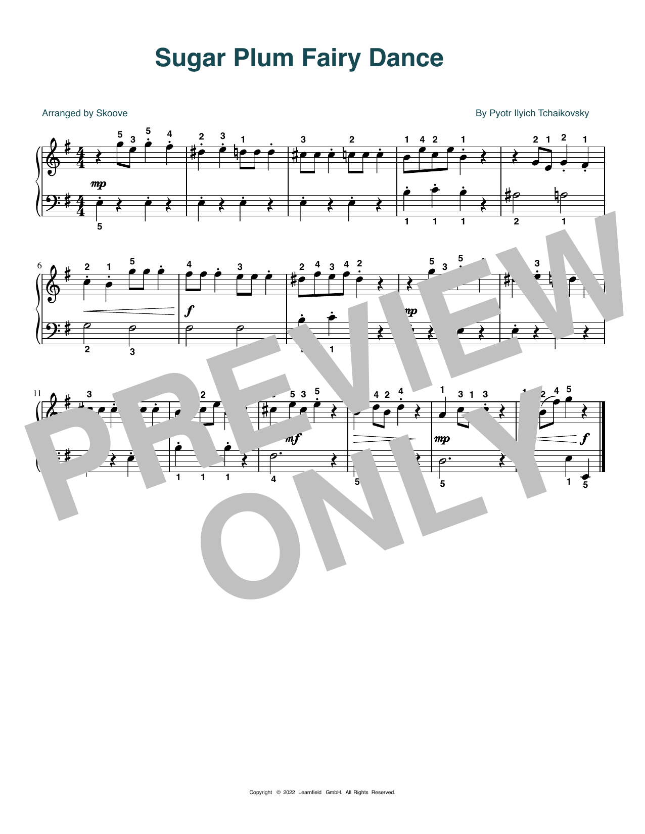 Pyotr Il'yich Tchaikovsky Sugar Plum Fairy Dance (arr. Skoove) sheet music notes and chords arranged for Beginner Piano (Abridged)