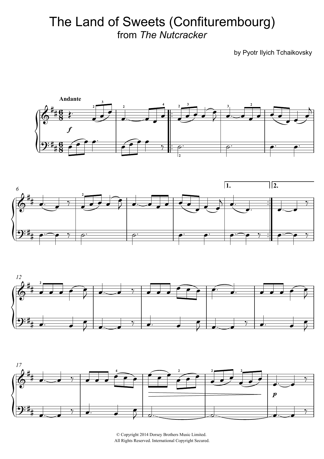Pyotr Ilyich Tchaikovsky The Land Of Sweets (Confiturembourg) sheet music notes and chords arranged for Easy Piano