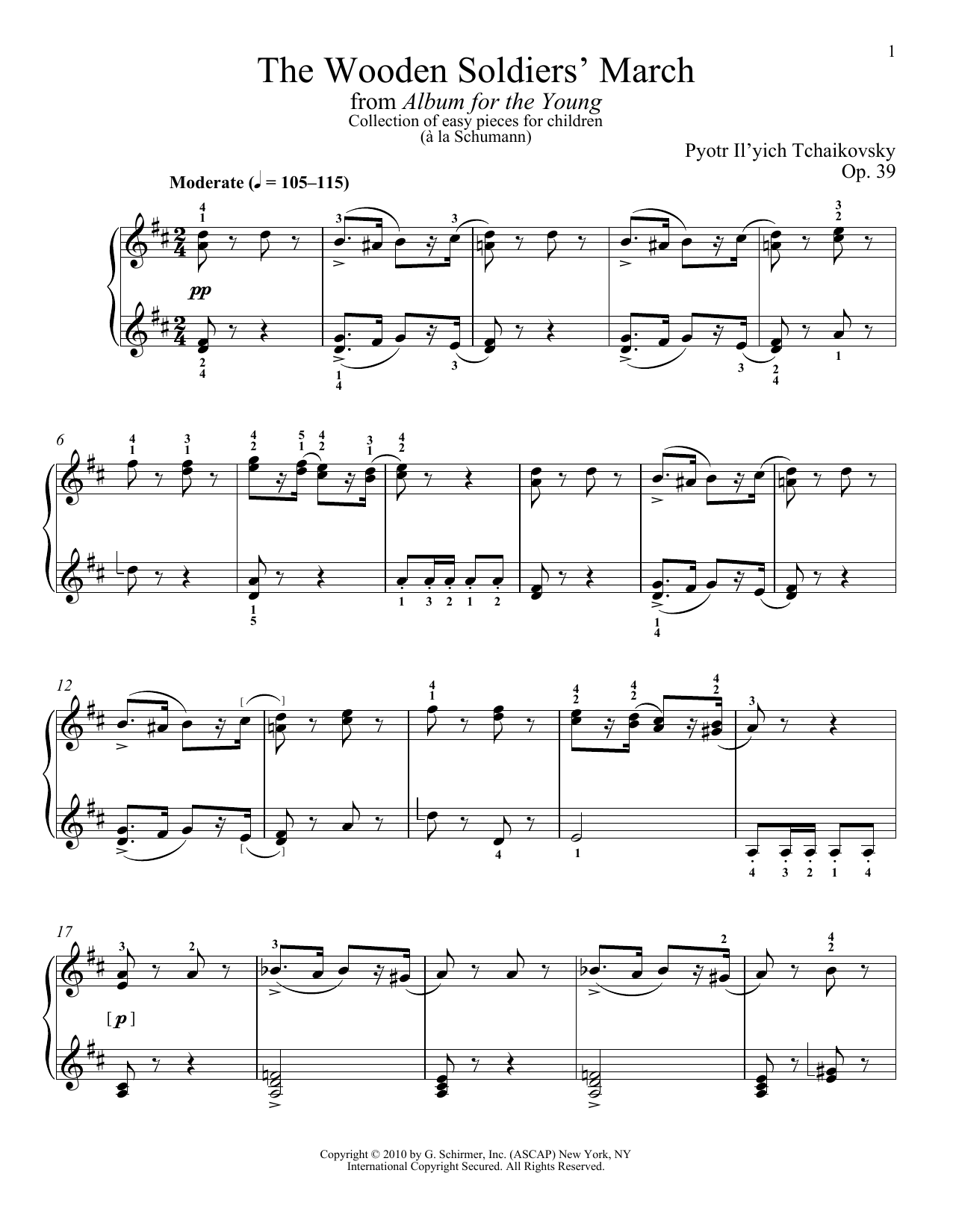 Pyotr Il'yich Tchaikovsky The Wooden Soldiers' March sheet music notes and chords arranged for Piano Solo