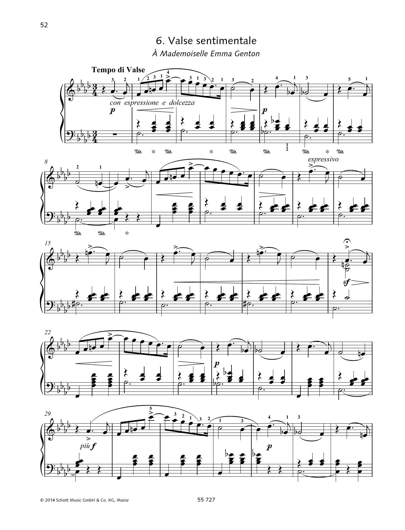 Pyotr Il'yich Tchaikovsky Valse Sentimentale sheet music notes and chords arranged for Piano Solo
