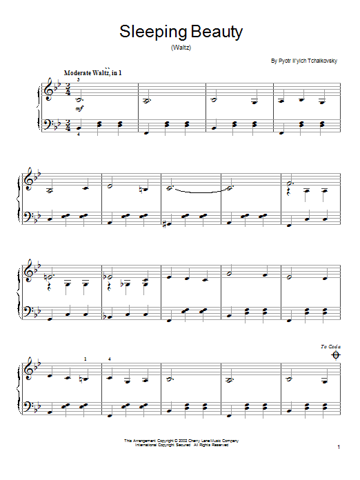 Pyotr Il'yich Tchaikovsky Waltz (from The Sleeping Beauty) sheet music notes and chords arranged for Clarinet Solo