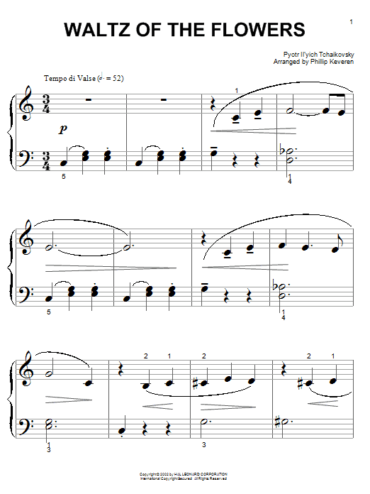Pyotr Il'yich Tchaikovsky Waltz Of The Flowers (arr. Phillip Keveren) sheet music notes and chords arranged for Big Note Piano