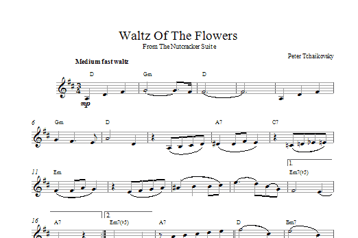 Pyotr Il'yich Tchaikovsky Waltz Of The Flowers (from The Nutcracker Suite) sheet music notes and chords arranged for Violin Solo