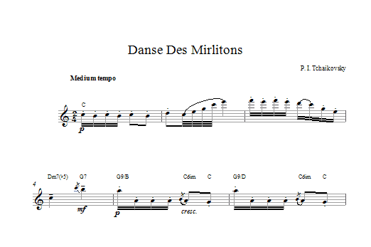Pyotr Ilyich Tchaikovsky Danse Des Mirlitons (from The Nutcracker) sheet music notes and chords arranged for Lead Sheet / Fake Book
