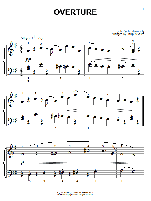 Pyotr Il'yich Tchaikovsky Overture (arr. Phillip Keveren) sheet music notes and chords arranged for Big Note Piano