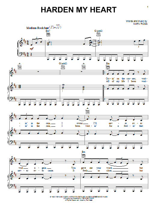 Quarterflash Harden My Heart sheet music notes and chords arranged for Real Book – Melody, Lyrics & Chords