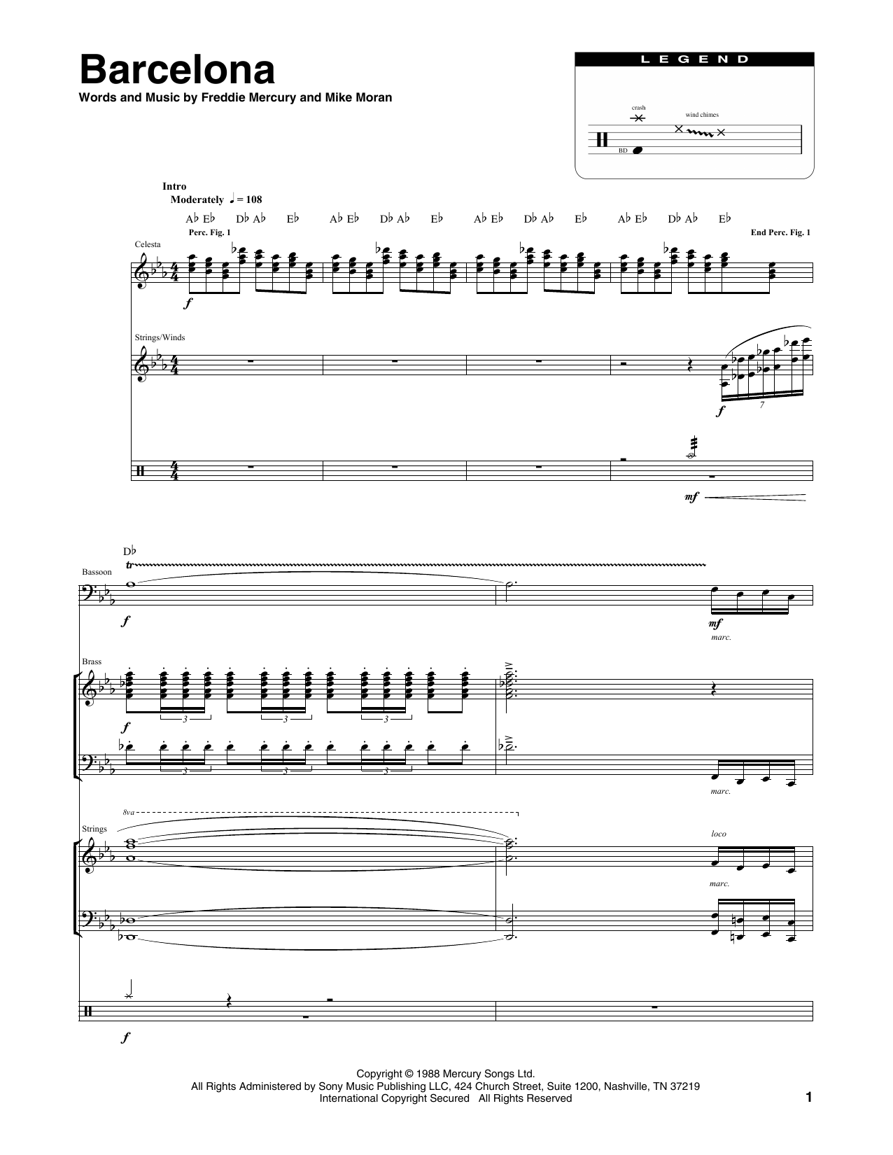 Queen Barcelona sheet music notes and chords arranged for Transcribed Score