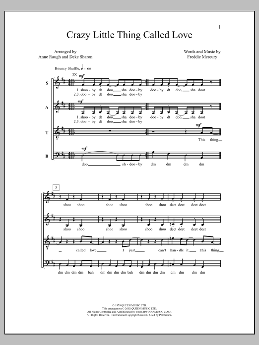 Queen Crazy Little Thing Called Love (arr. Deke Sharon) sheet music notes and chords arranged for SATB Choir