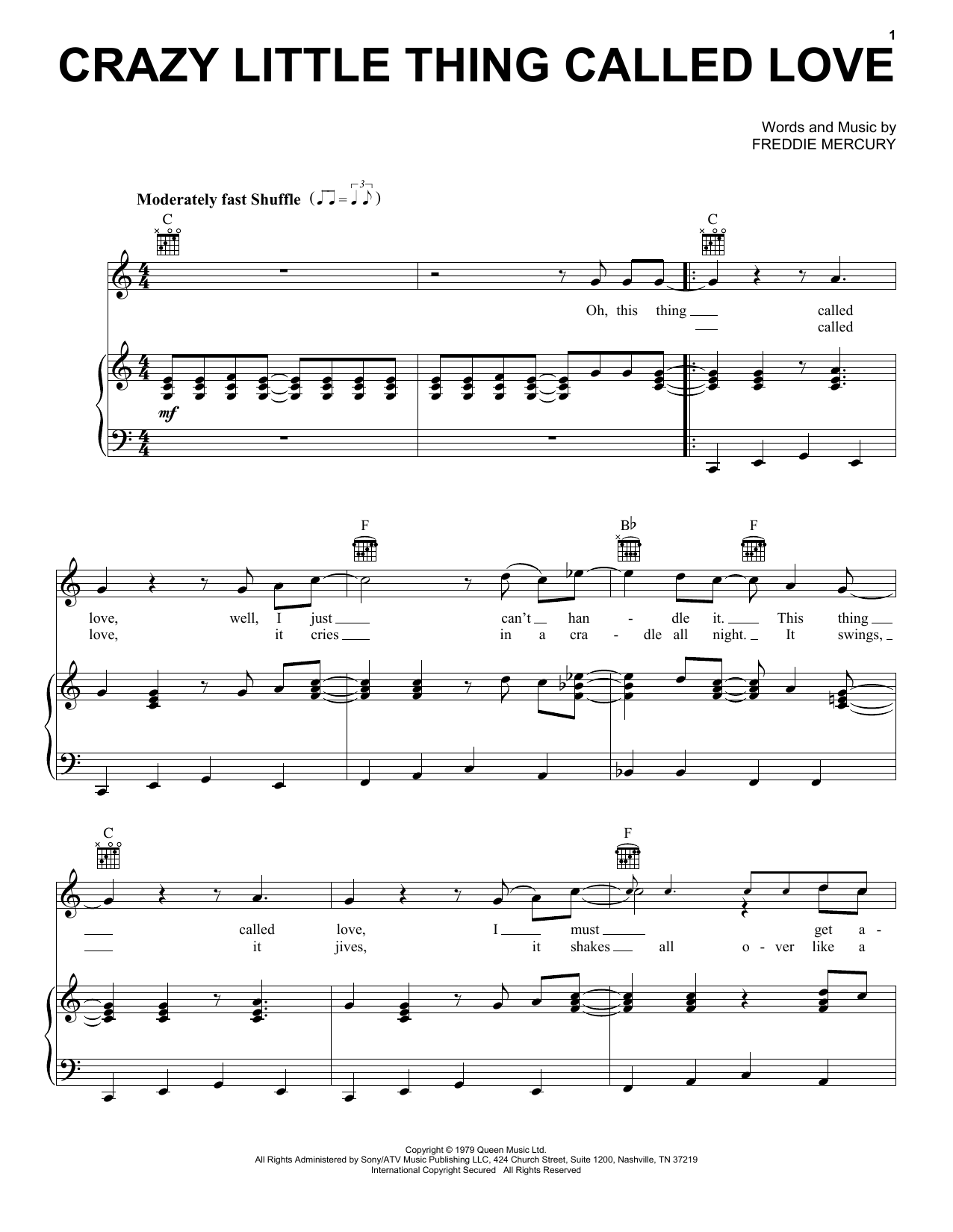Queen Crazy Little Thing Called Love sheet music notes and chords arranged for Flute Solo