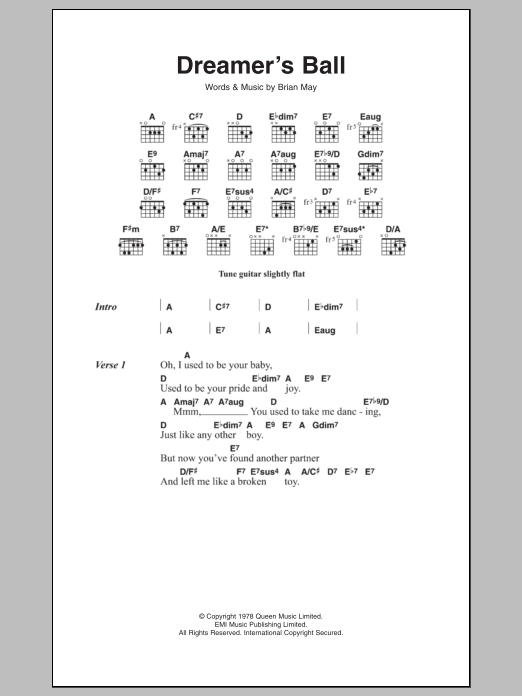 Queen Dreamer's Ball sheet music notes and chords arranged for Guitar Chords/Lyrics