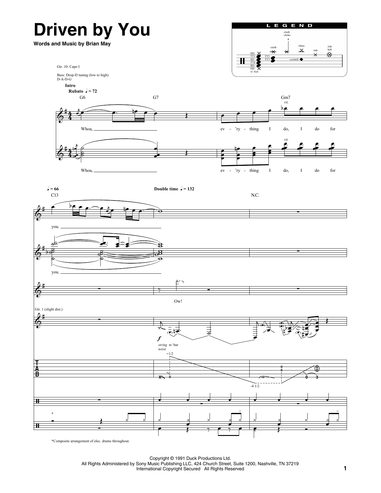 Queen Driven By You sheet music notes and chords arranged for Transcribed Score