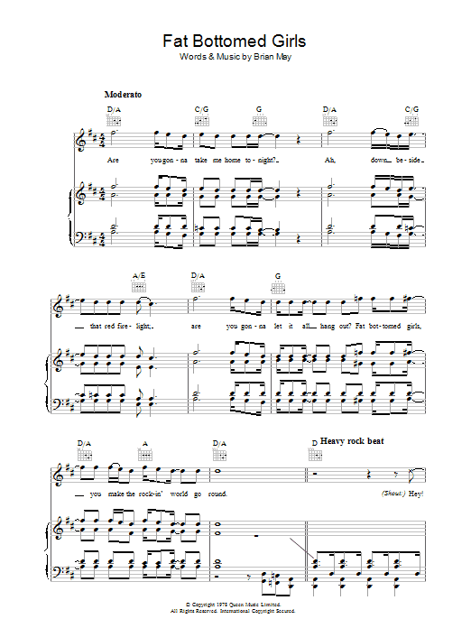 Queen Fat Bottomed Girls sheet music notes and chords arranged for Drums Transcription