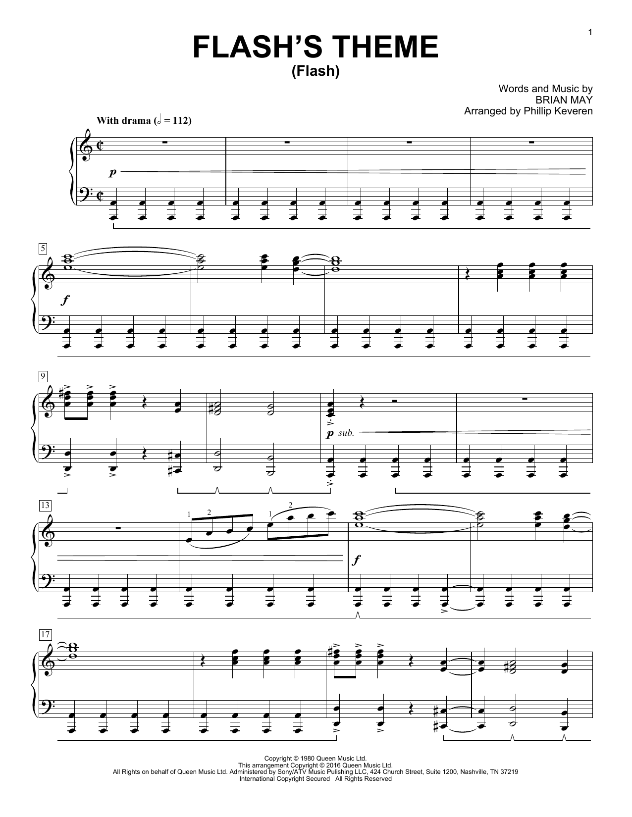 Queen Flash's Theme (Flash) [Classical version] (arr. Phillip Keveren) sheet music notes and chords arranged for Piano Solo