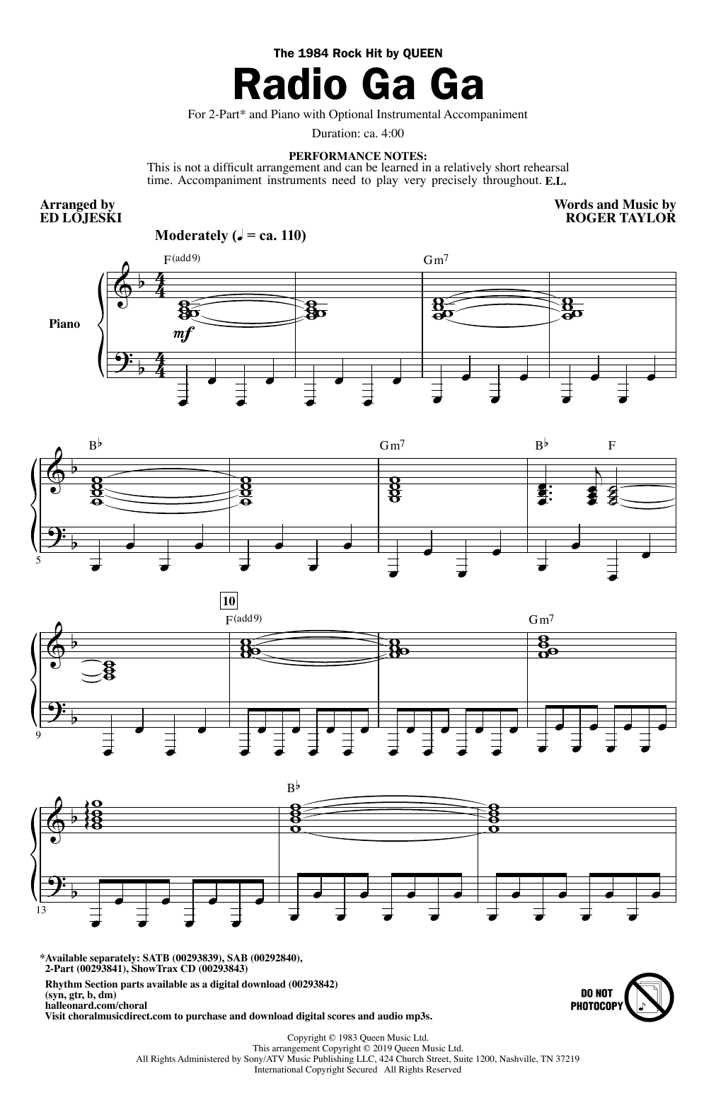 Queen Radio Ga Ga (arr. Ed Lojeski) sheet music notes and chords arranged for SAB Choir