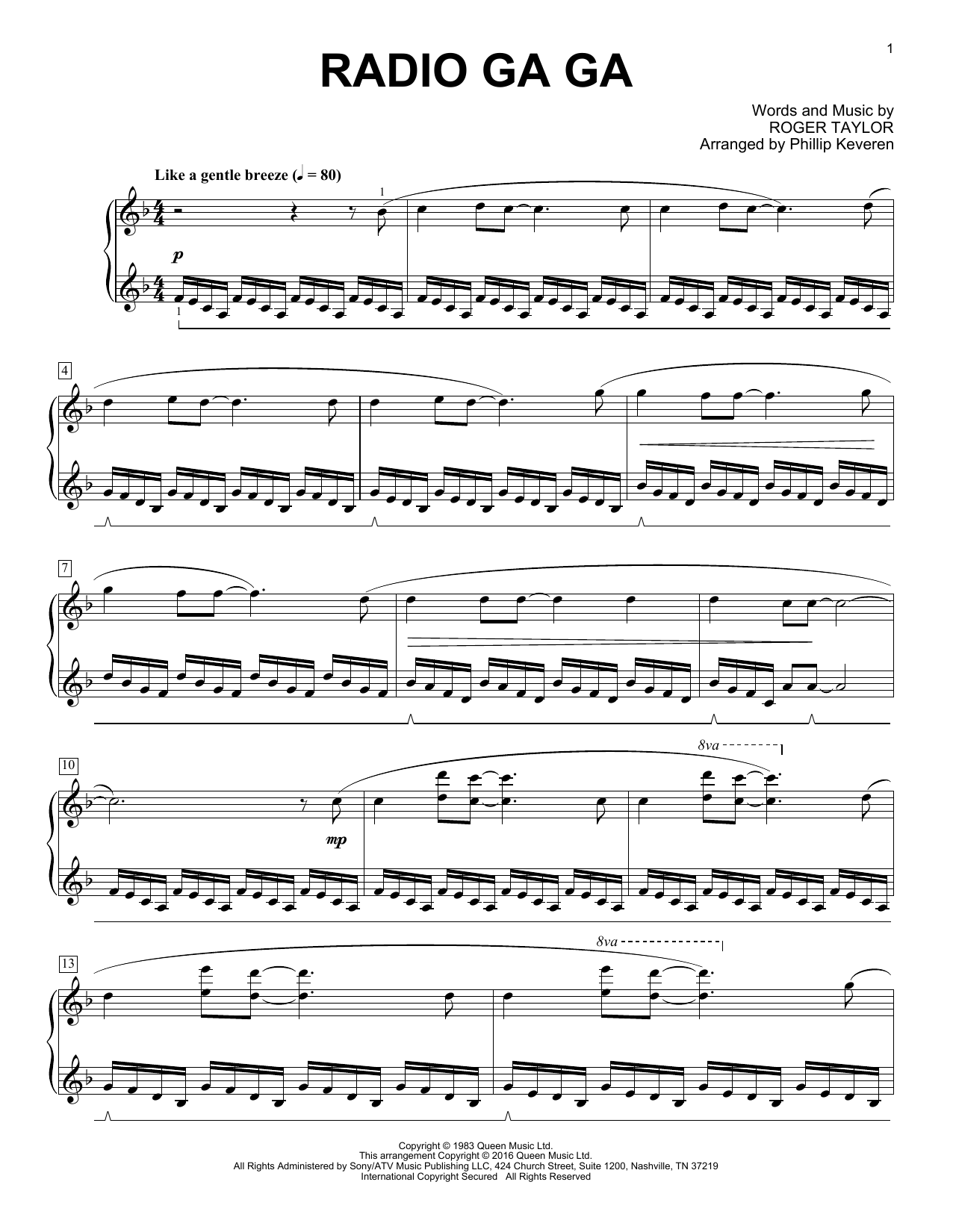 Queen Radio Ga Ga [Classical version] (arr. Phillip Keveren) sheet music notes and chords arranged for Piano Solo
