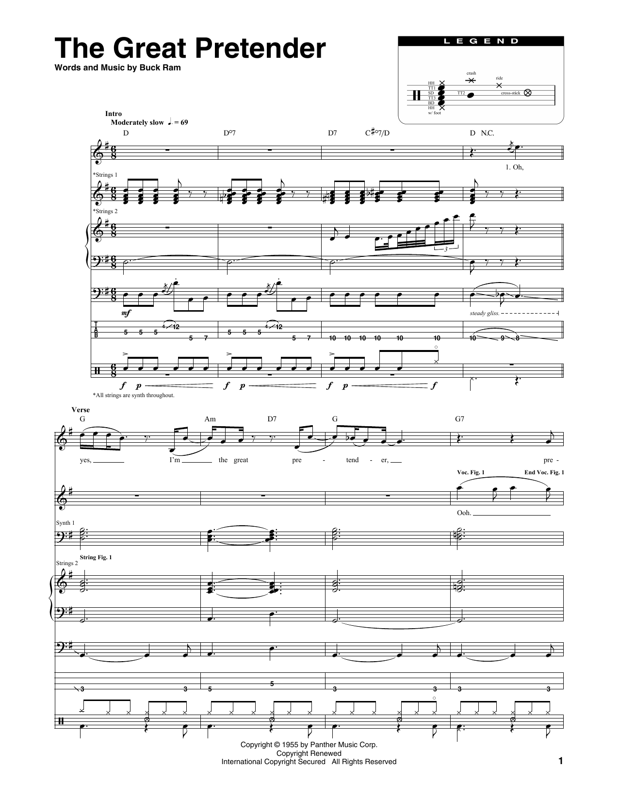 Queen The Great Pretender sheet music notes and chords arranged for Transcribed Score