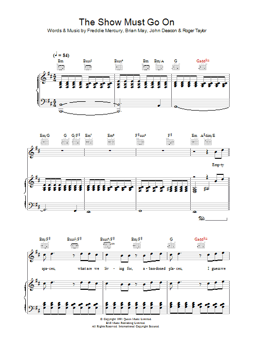 Queen The Show Must Go On sheet music notes and chords arranged for Ukulele