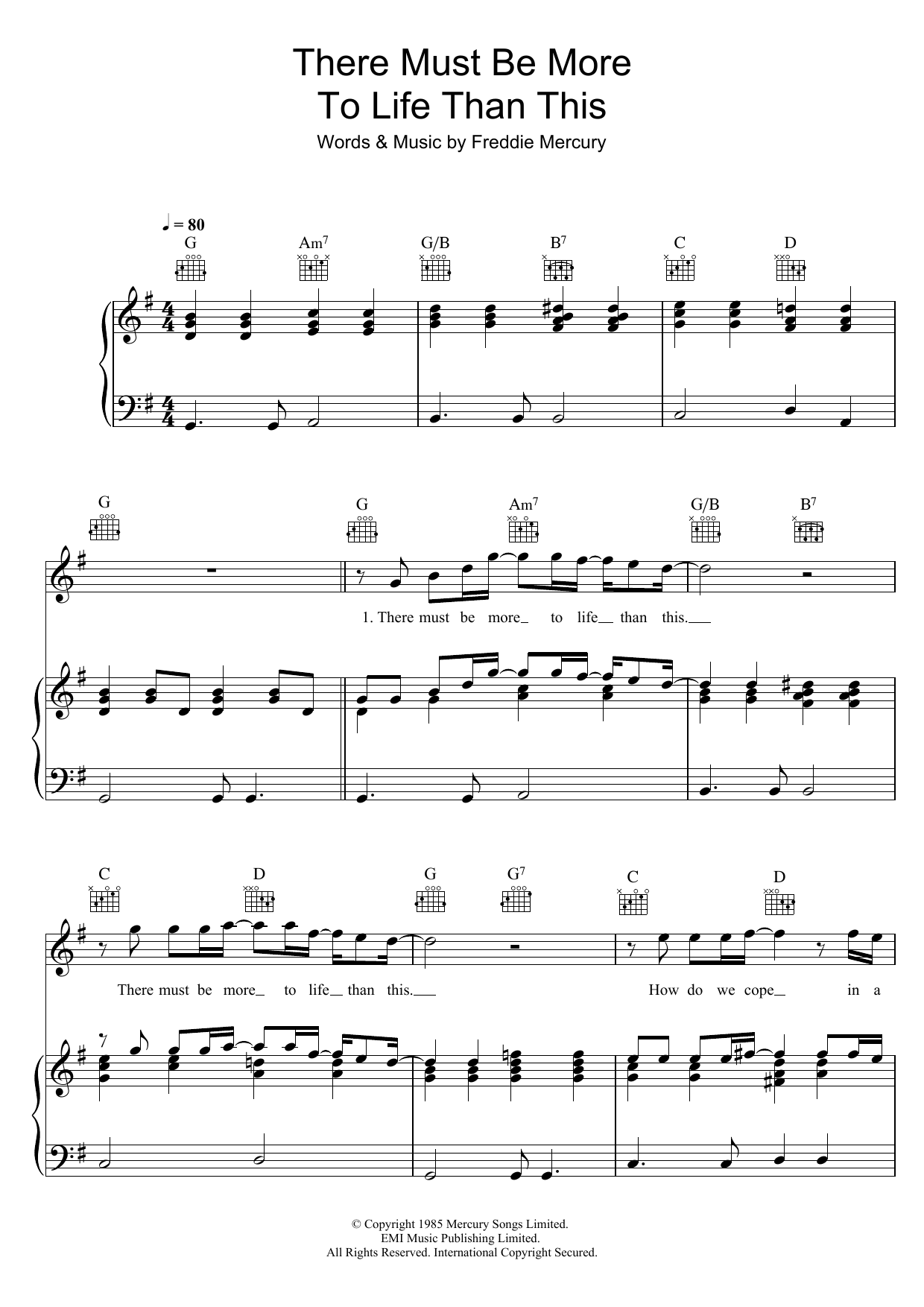 Queen There Must Be More To Life Than This (featuring Michael Jackson) sheet music notes and chords arranged for Piano, Vocal & Guitar Chords