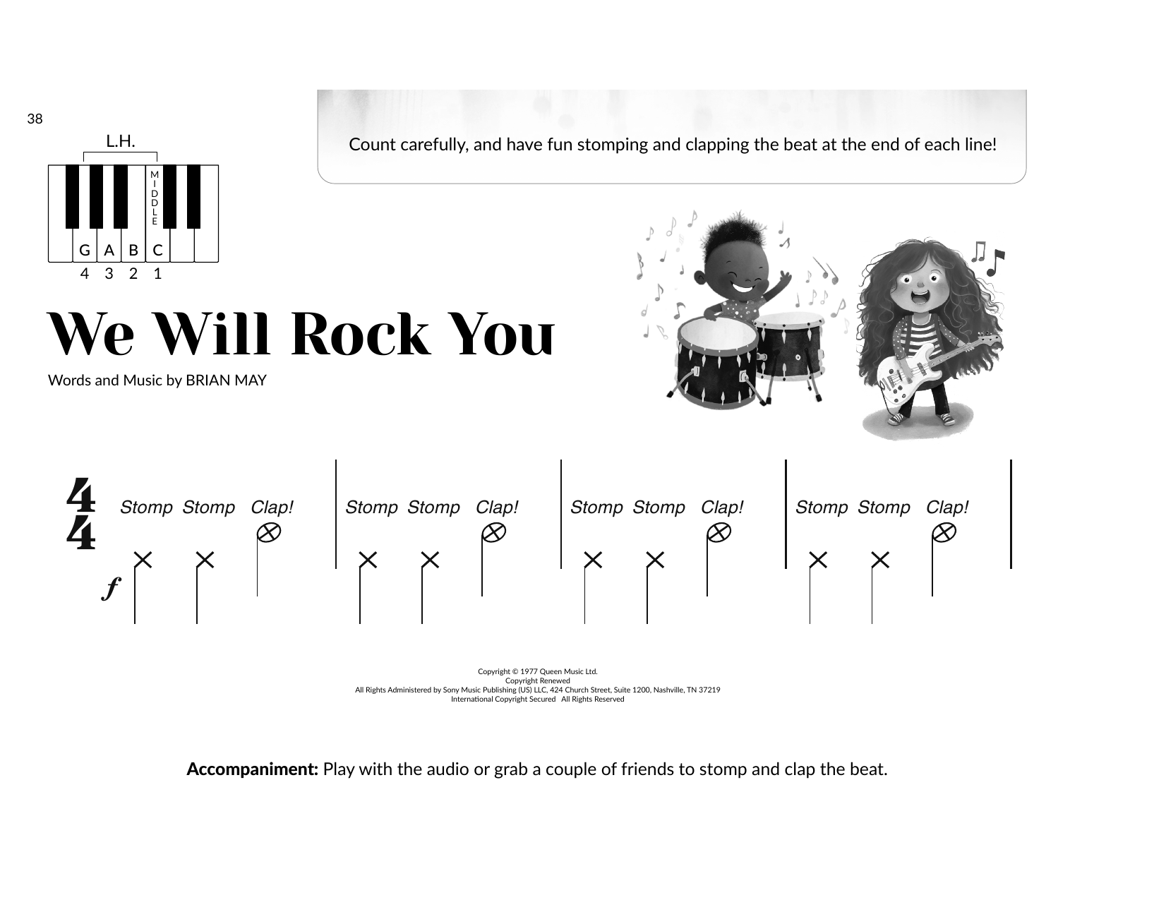 Queen We Will Rock You (arr. Brittany McCorriston) sheet music notes and chords arranged for Very Beginner Piano