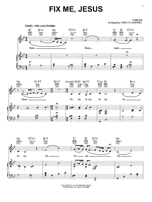 Queen Latifah Fix Me, Jesus sheet music notes and chords arranged for Piano, Vocal & Guitar Chords (Right-Hand Melody)