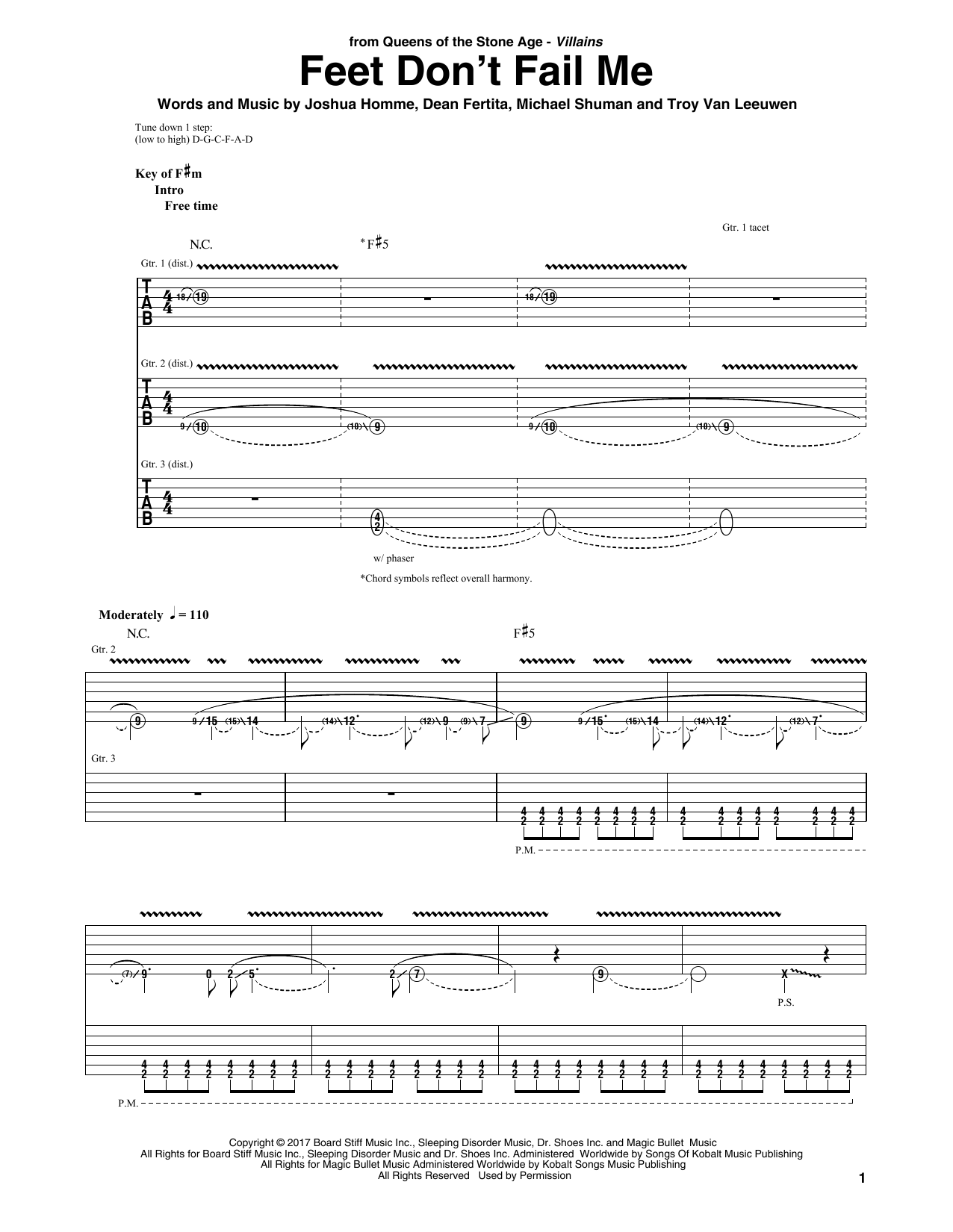 Queens Of The Stone Age Feet Don't Fail Me sheet music notes and chords arranged for Guitar Rhythm Tab