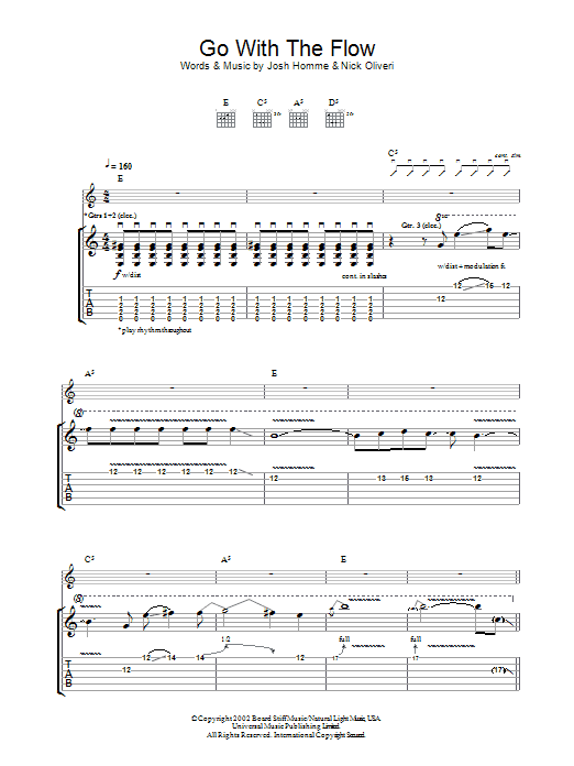 Queens Of The Stone Age Go With The Flow sheet music notes and chords arranged for Drums