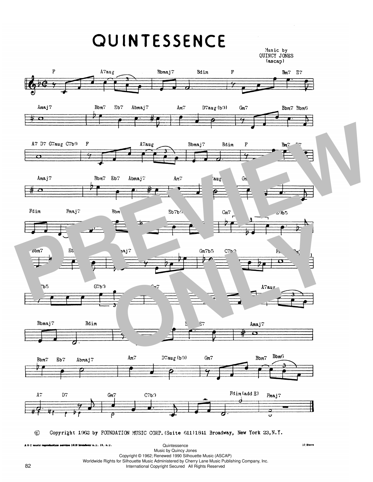 Quincy Jones Quintessence sheet music notes and chords arranged for Lead Sheet / Fake Book