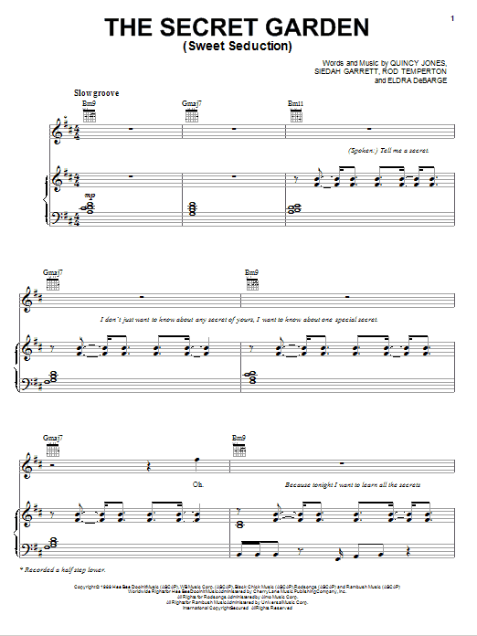 Quincy Jones The Secret Garden (Sweet Seduction) sheet music notes and chords arranged for Piano, Vocal & Guitar Chords (Right-Hand Melody)