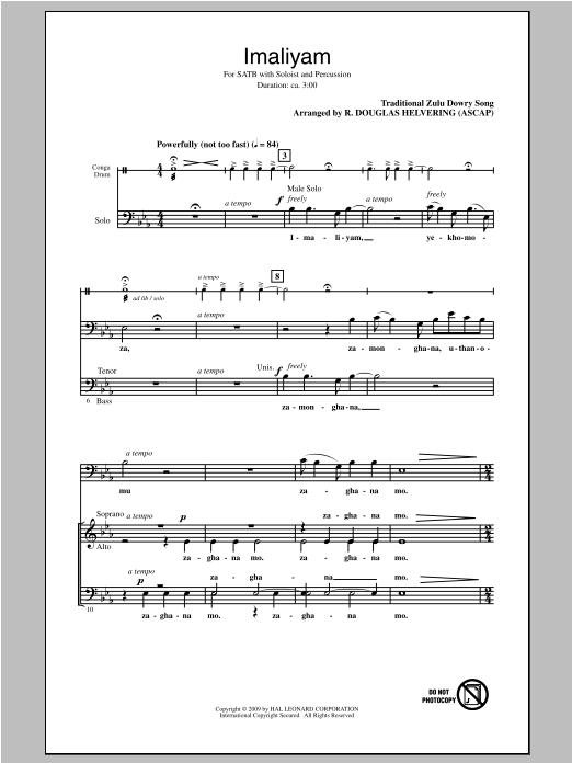 R. Douglas Helvering Imaliyam sheet music notes and chords arranged for SATB Choir
