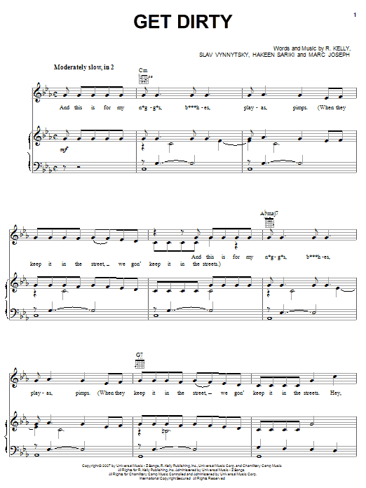 R Kelly Get Dirty sheet music notes and chords arranged for Piano, Vocal & Guitar Chords (Right-Hand Melody)