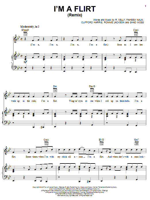 R Kelly I'm A Flirt Remix sheet music notes and chords arranged for Piano, Vocal & Guitar Chords (Right-Hand Melody)