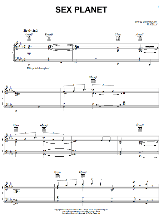 R Kelly Sex Planet sheet music notes and chords arranged for Piano, Vocal & Guitar Chords (Right-Hand Melody)
