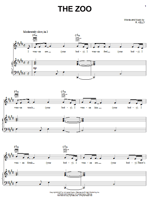 R Kelly The Zoo sheet music notes and chords arranged for Piano, Vocal & Guitar Chords (Right-Hand Melody)