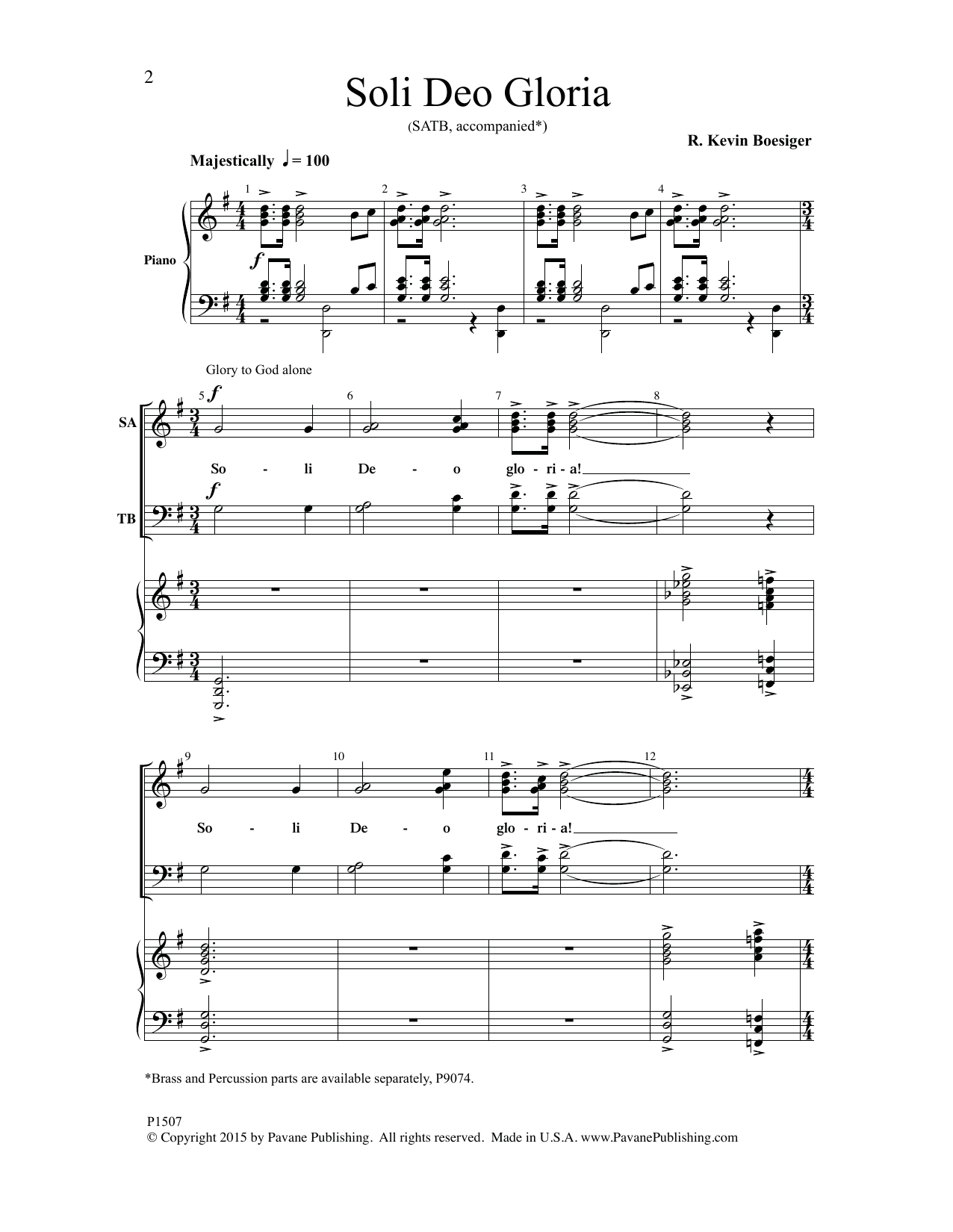 R. Kevin Boesiger Soli Deo Gloria sheet music notes and chords arranged for SATB Choir