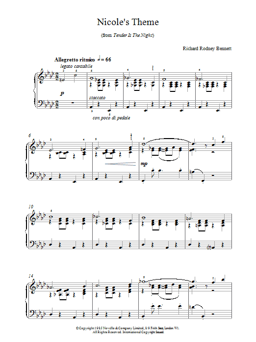 R.R Bennett NicolesTheme sheet music notes and chords. Download Printable PDF.