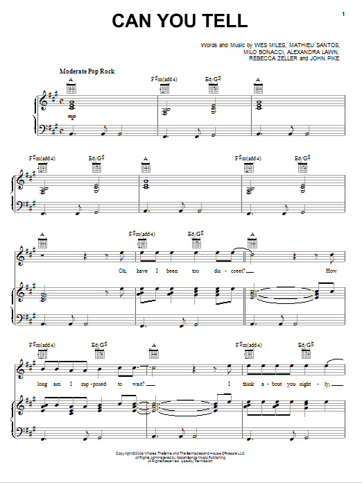 Ra Ra Riot Can You Tell sheet music notes and chords arranged for Piano, Vocal & Guitar Chords (Right-Hand Melody)