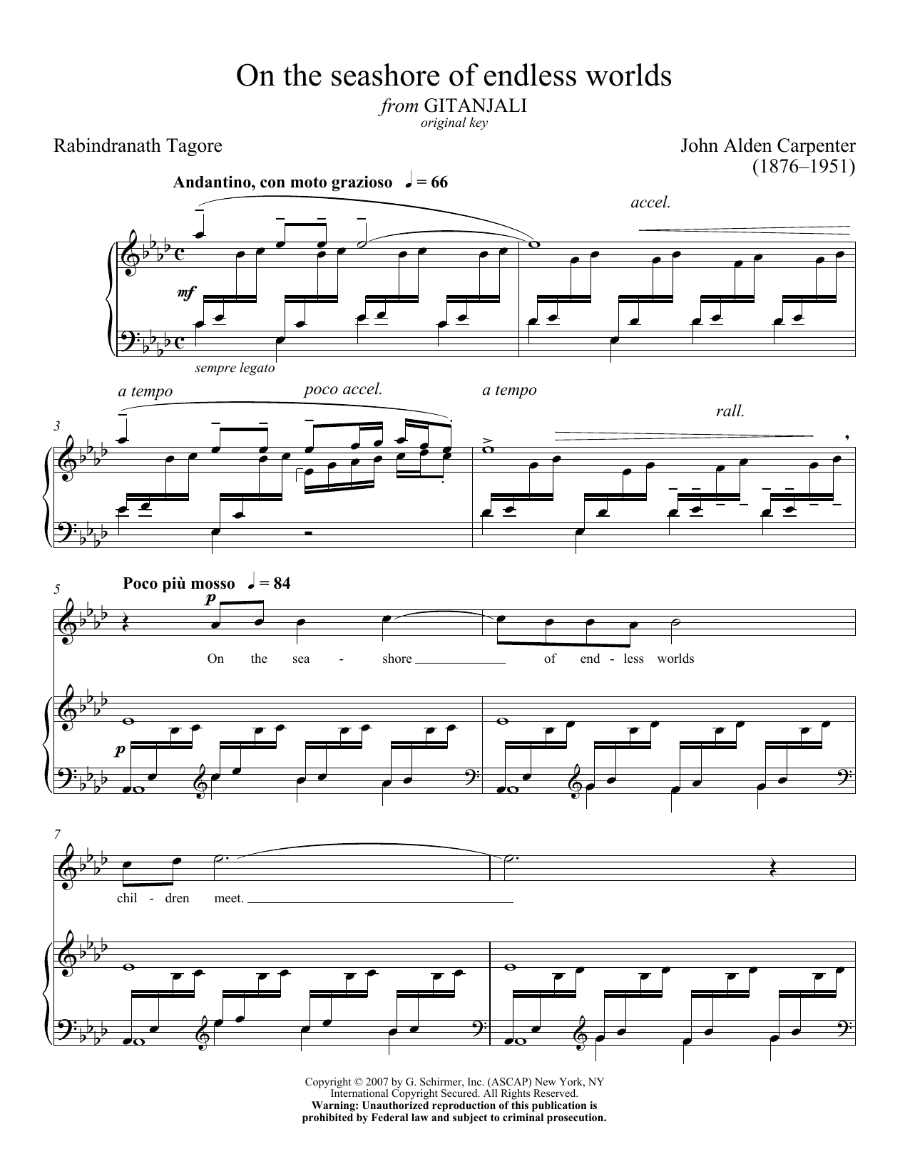 Rabindranath Tagore On The Seashore Of Endless Worlds sheet music notes and chords arranged for Piano & Vocal