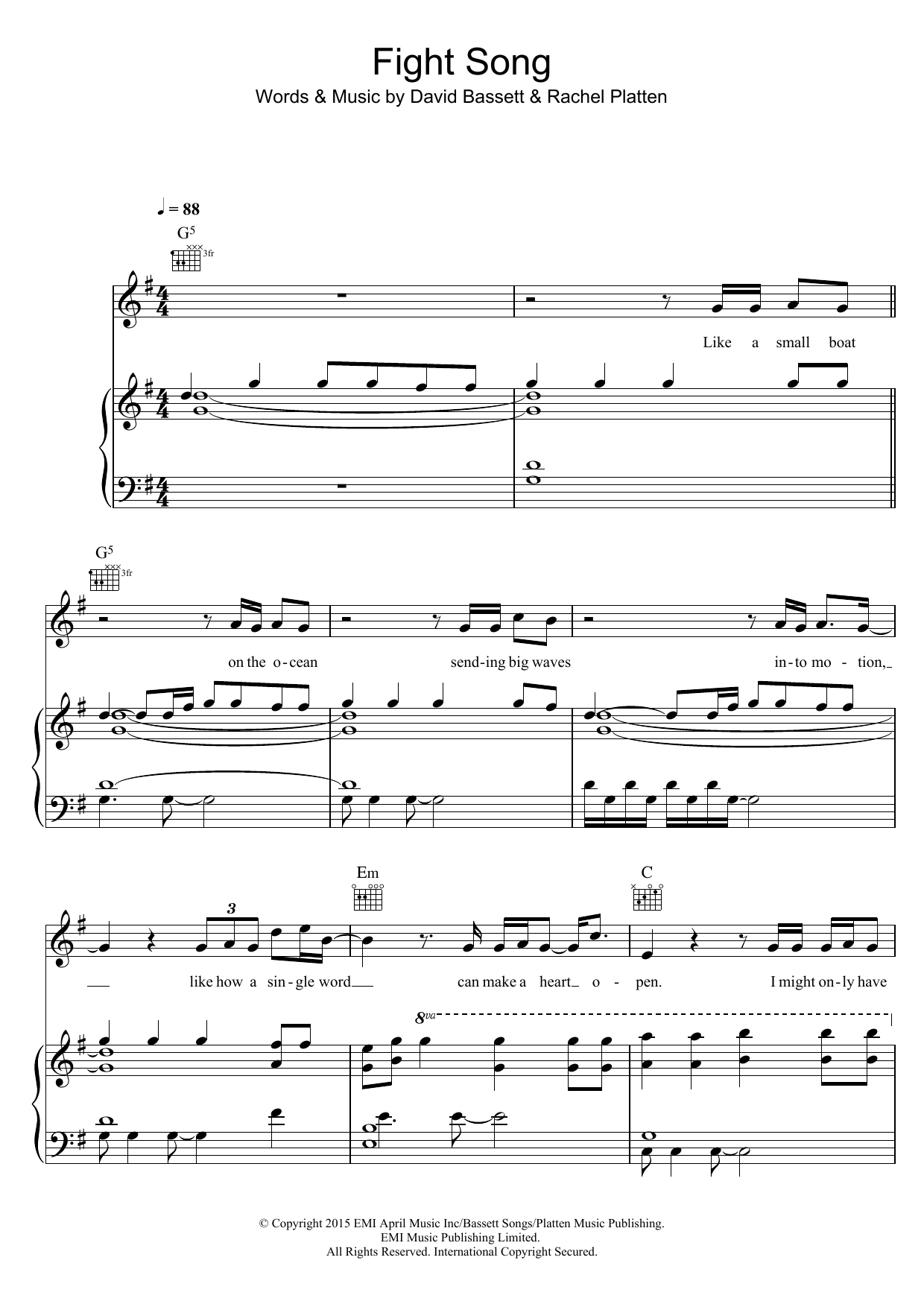 Rachel Platten Fight Song sheet music notes and chords arranged for Easy Piano