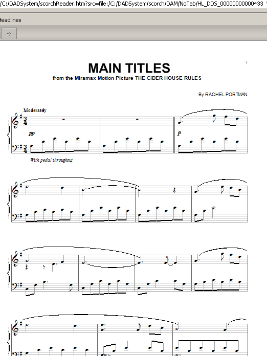 Rachel Portman Main Titles from The Cider House Rules sheet music notes and chords arranged for Piano Solo