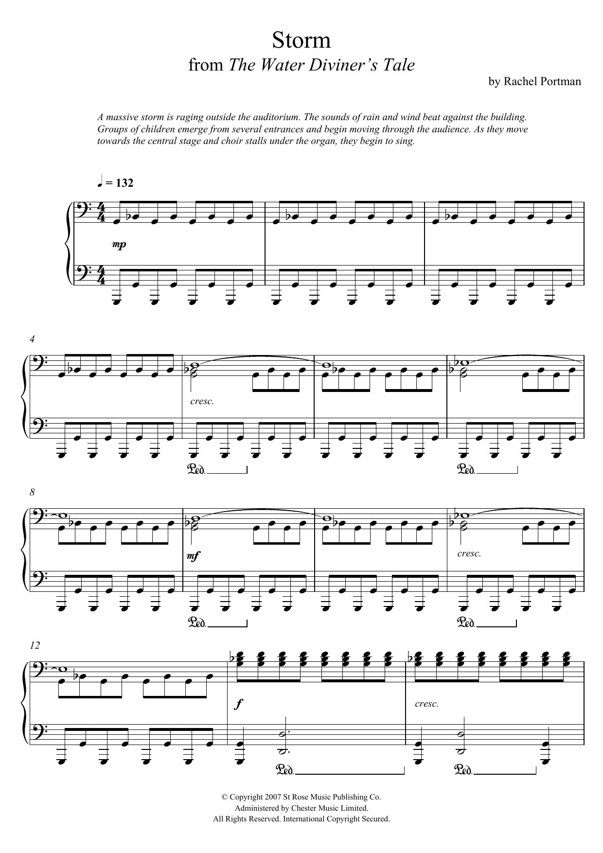 Rachel Portman Storm (From 'The Water Diviner's Tale) sheet music notes and chords arranged for Piano Solo
