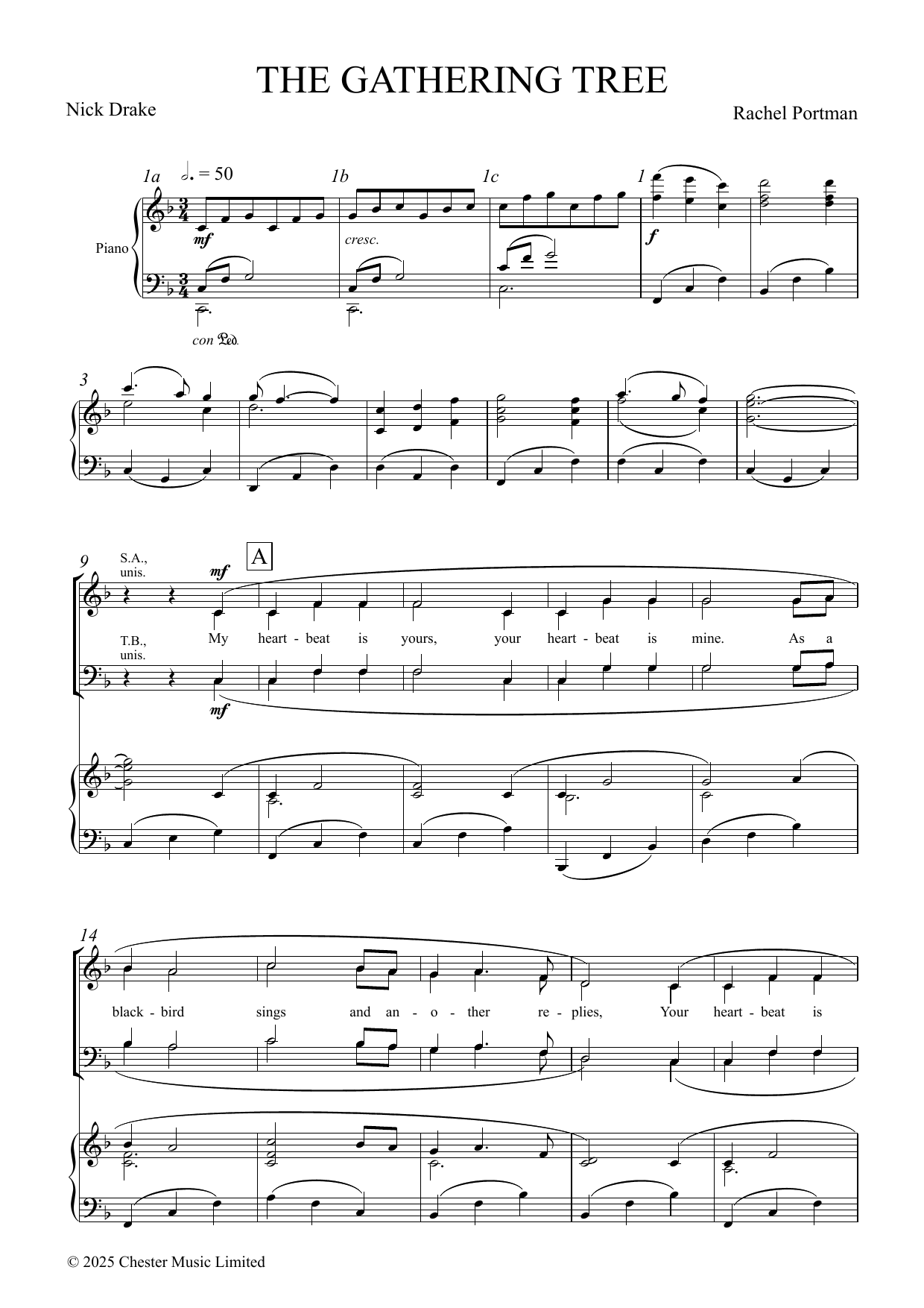 Rachel Portman The Gathering Tree sheet music notes and chords arranged for SATB Choir
