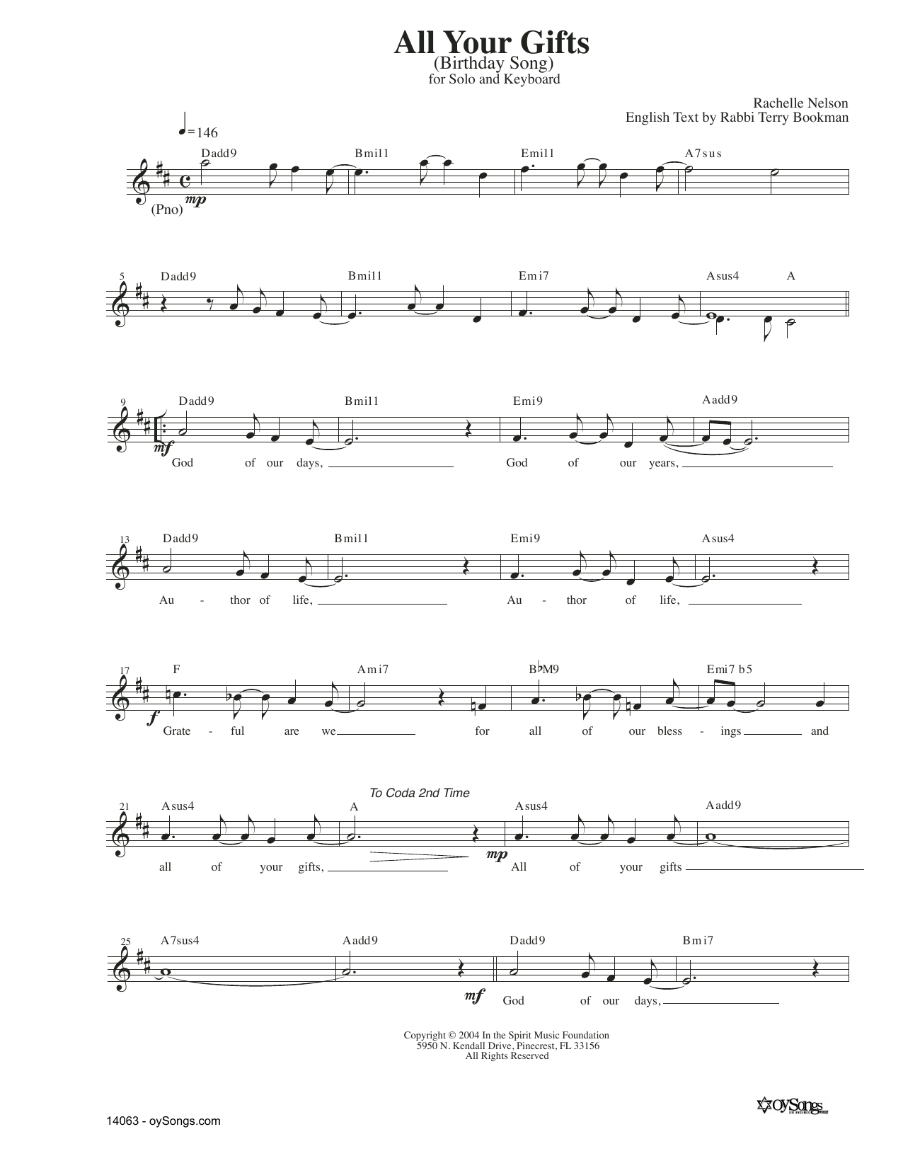 Rachelle Nelson All Your Gifts sheet music notes and chords arranged for Lead Sheet / Fake Book