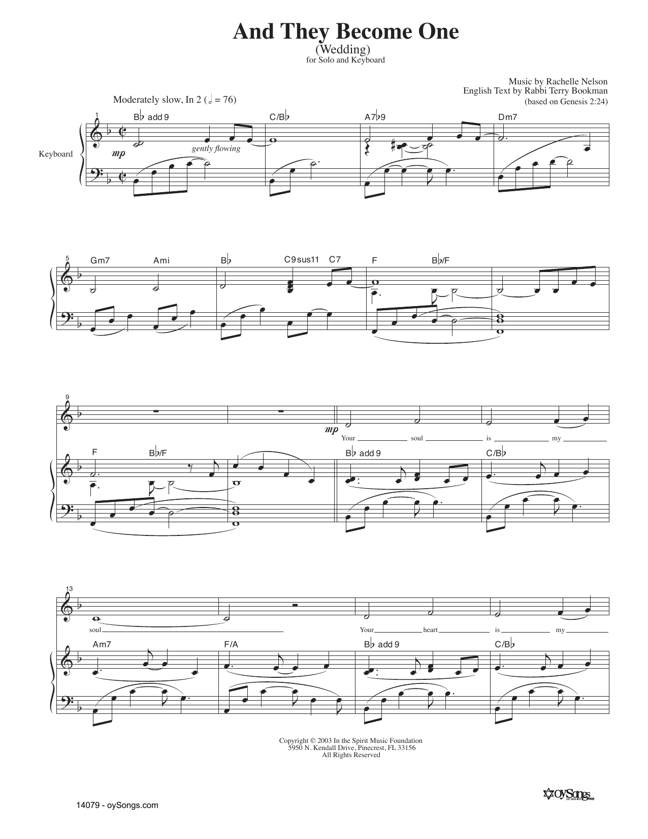 Rachelle Nelson And They Become One sheet music notes and chords arranged for Piano & Vocal