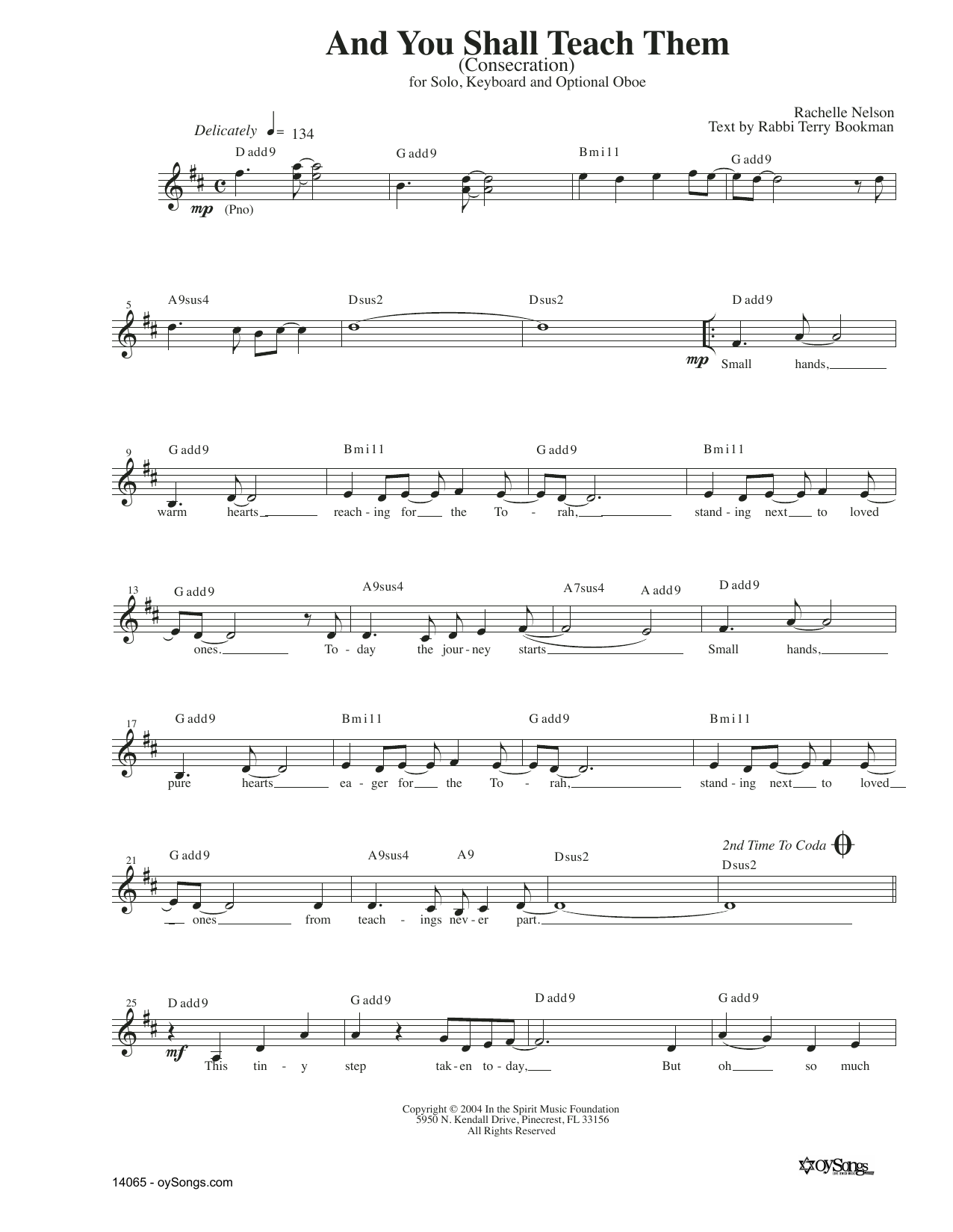 Rachelle Nelson And You Shall Teach Them sheet music notes and chords arranged for Lead Sheet / Fake Book