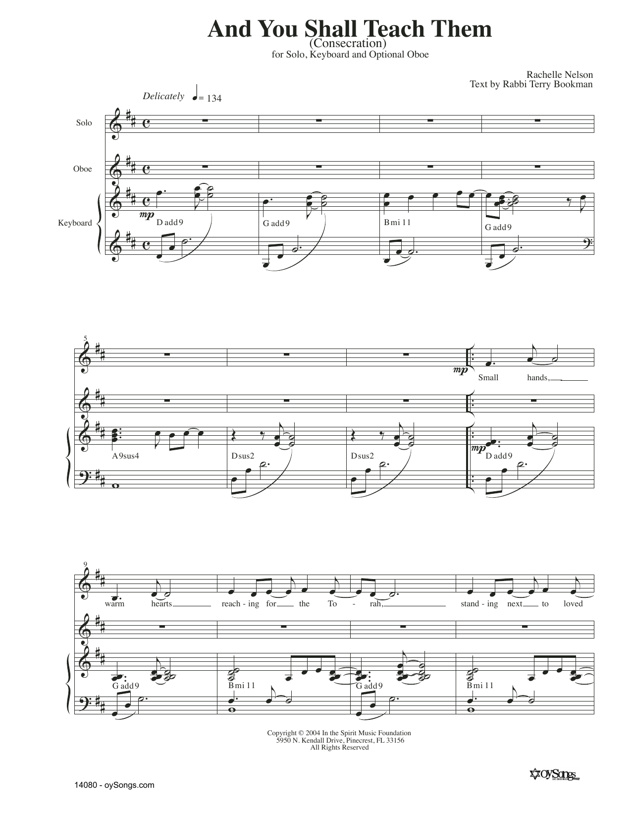 Rachelle Nelson And You Shall Teach Them (opt. Oboe) sheet music notes and chords arranged for Piano & Vocal