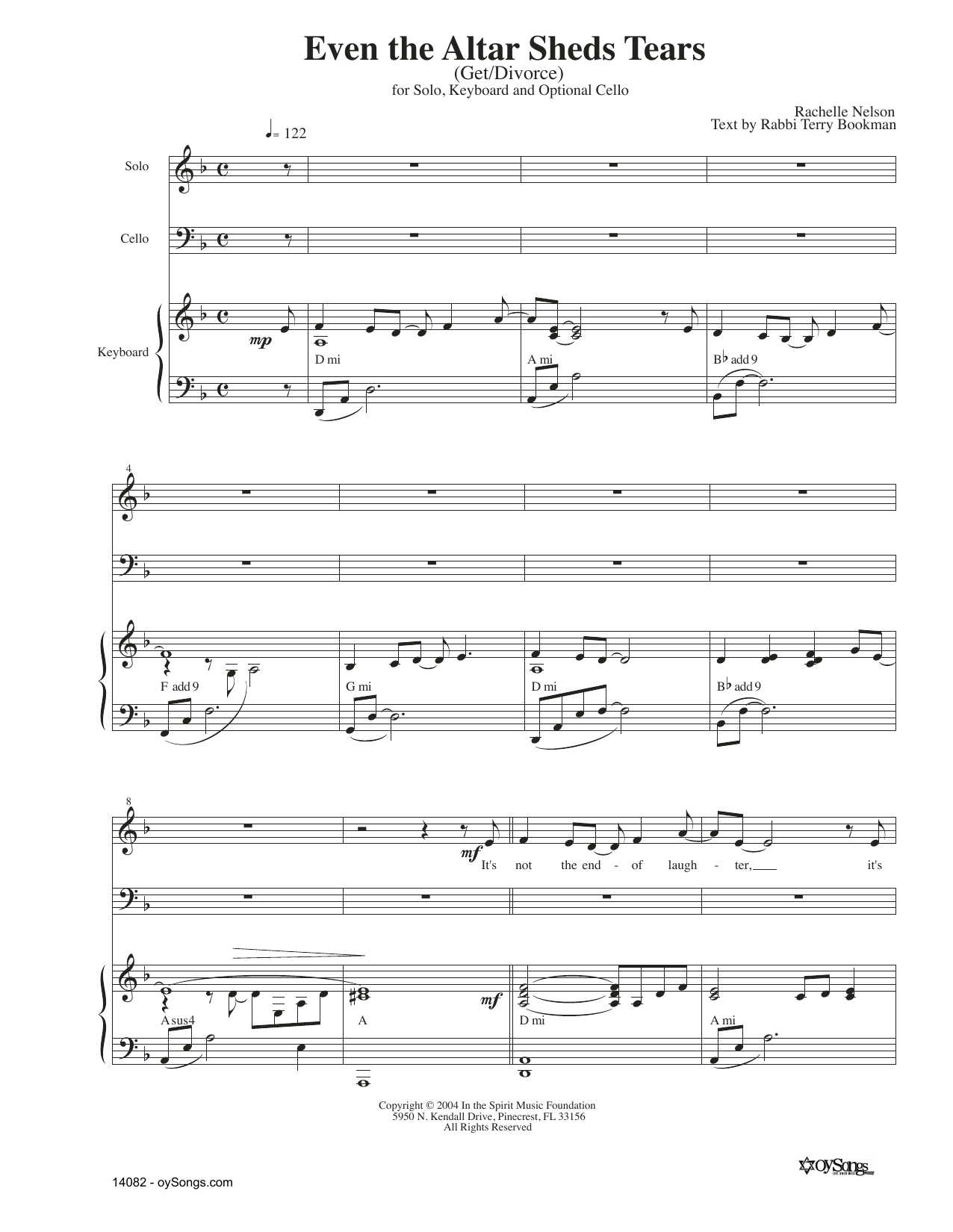 Rachelle Nelson Even The Altar Sheds Tears (opt. Cello) sheet music notes and chords arranged for Piano & Vocal